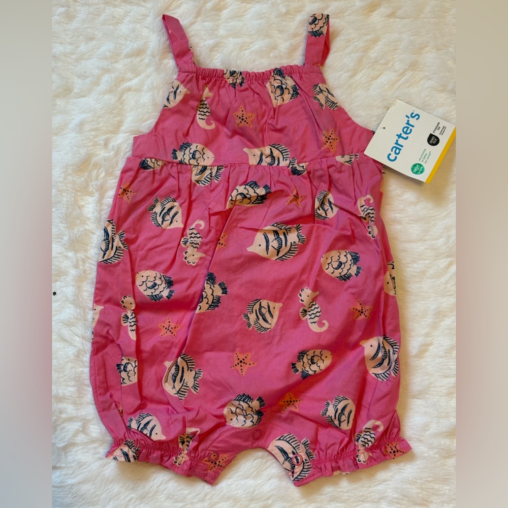 Carter's Pink Seashell & Starfish 6M Baby Romper